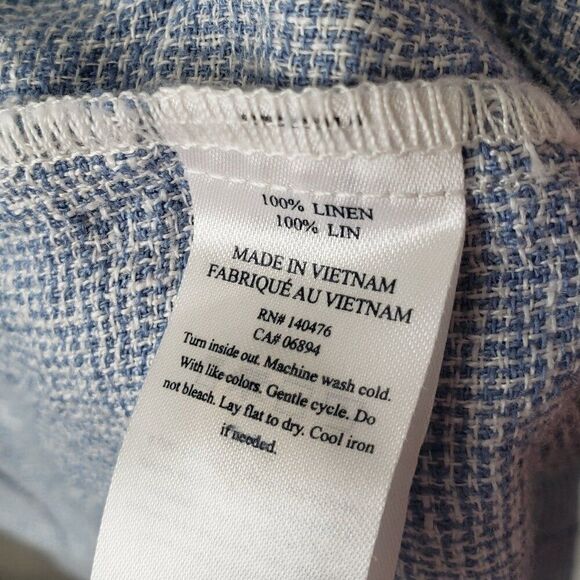 Faherty Hana Shirt Dress Size XS Blue Basket Weave 100% Linen Short Sleeve - Picture 10 of 13